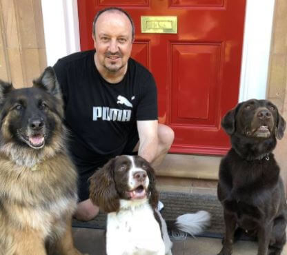 Claudia Benitez father Rafael Benitez with his three dogs.